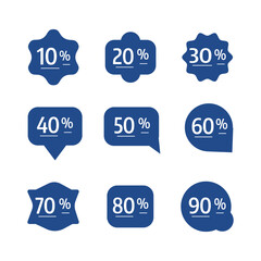 Discount Percentage Badge Bundle Featuring Bold Blue Elements in Modern Minimal Design on White Backdrop