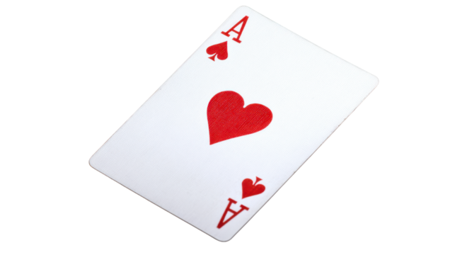 ace of hearts on white background