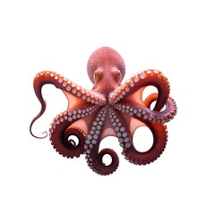 Fototapeta premium A captivating octopus with swirling tentacles, gracefully isolated on a pristine white background, showcasing its unique beauty