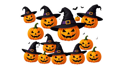 Halloween background decorated with beautiful pumpkins.