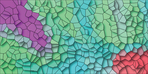 Colorful abstract geometric background composed of organic shapes in various shades with black outline and shadow effect design.