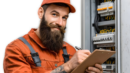 Professional Electrician Inspecting Electrical Panel