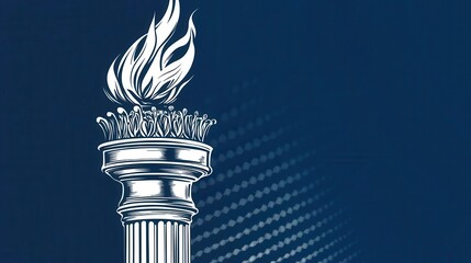 Illustration of a Happy 4th of July Banner design showing an interpretation of a liberty torch