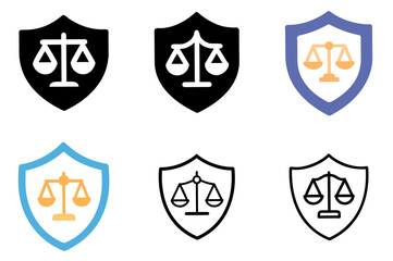 Obraz premium Justice Scale in Shield Icon Vector Illustration