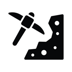 Ready to use glyph style icon of mining equipment set