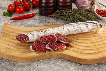 Spanish dry Fuet sausages snack