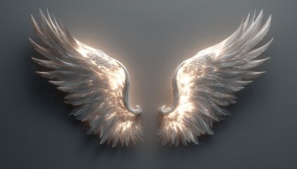 Fototapeta premium Pair of luminous white angel wings