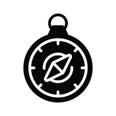 A handy glyph icon of round travel compass