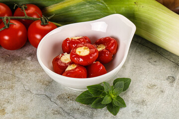 Sweet piquant cherry pepper stuffed cheese