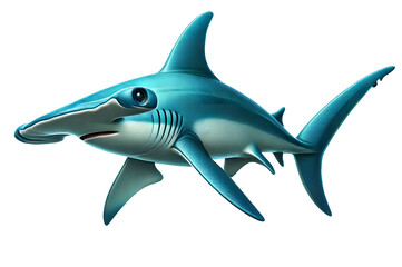 Fototapeta premium Cartoon Hammerhead Shark Illustration Isolated on Transparent Background