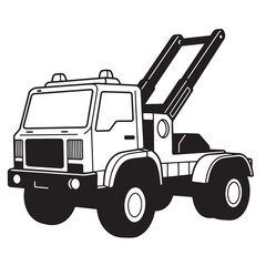 Naklejka premium Black and white outline illustration of a tow truck ready to provide roadside assistance
