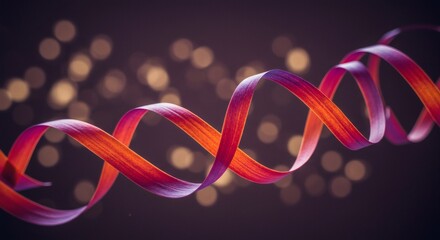 Vibrant abstract double helix on dark bokeh background, representing DNA and genetic science
