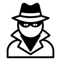 Incognito Mode Icon – Black Outline Vector for Private Browse and Web Anonymity