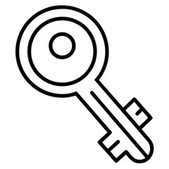 Modern Line Art Key Icon – Digital Access & Unlock Symbol

