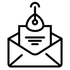 Phishing Email Icon – Black Outline Vector for Cybersecurity and Email Scam Alert