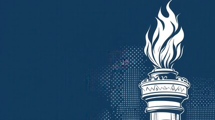Illustration of a Happy 4th of July Banner design showing an interpretation of a liberty torch
