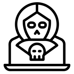 Ransomware Icon – Black Outline Vector for Cyber Threat and Data Encryption Attack