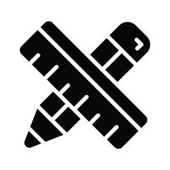 Handy glyph style icon of pencil scale ruler