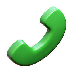 Transparent PNG shiny, round, green 3D phone icon symbolizes communication and contact for web and business