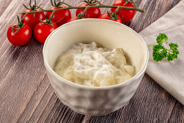 Italian delicous stracciatella young soft cheese