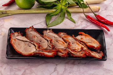 Roasted gourmet duck fillet slices