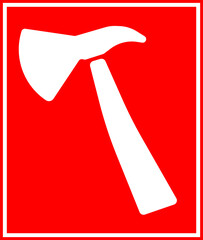 Firefighter's axe sign is a red pointer for quick access to the tool. The sign provides a quick visual reference in emergency situations.
