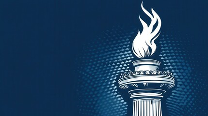 Illustration of a Happy 4th of July Banner design showing an interpretation of a liberty torch