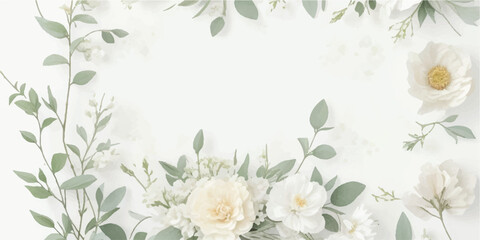 Fototapeta premium Botanical Watercolor Flower Clipart Pack with Butter Yellow Blooms, Dusty Blue and Sage Leaves, and Ivory White Flowers Isolated on Transparent 