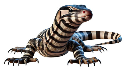 Illustration of a Monitor Lizard in 3D Style Isolated on Transparent Background