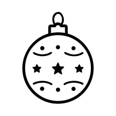 Christmas Ball Ornament Line Art Icon Vector - Simple Holiday Decoration Design