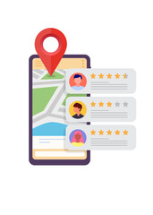 Local searches analysis and ranking concept illustration