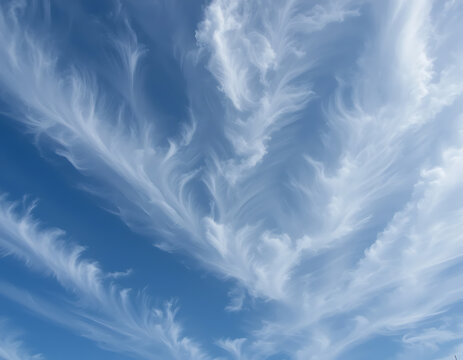 Feathery Cirrus Clouds in the Clear Blue Sky