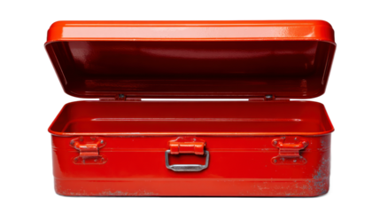 Open red metal toolbox