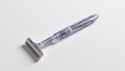 Fototapeta premium a high resolution, ultra sharp isolated razor handle made from agar based sheet, placed on a pure white background with no shadow or minimal soft shadows only