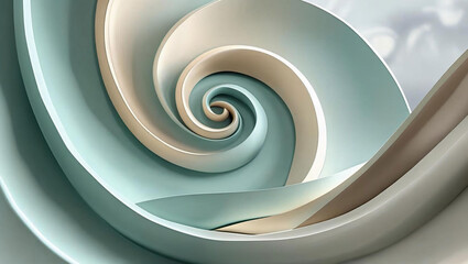 Fototapeta premium Abstract Spiral Art Beige and Teal Swirling Design