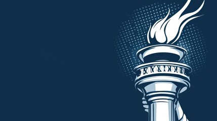 Illustration of a Happy 4th of July Banner design showing an interpretation of a liberty torch