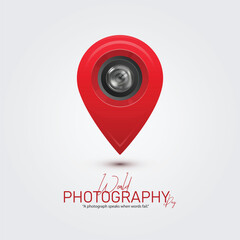 World Photography Day text, calligraphy and vector illustration creative design of photography day