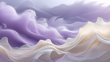 Fototapeta premium A serene abstract background of flowing, ethereal waves in soft pastel lavender and cream hues.