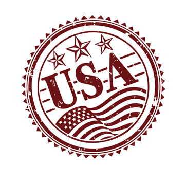 usa stamp, red, distressed, grunge, circular, stars, blank, textured, vector, illustration