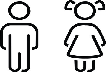 girl and boy icon set children silhoutte kids icon flat and outline style stock vector 