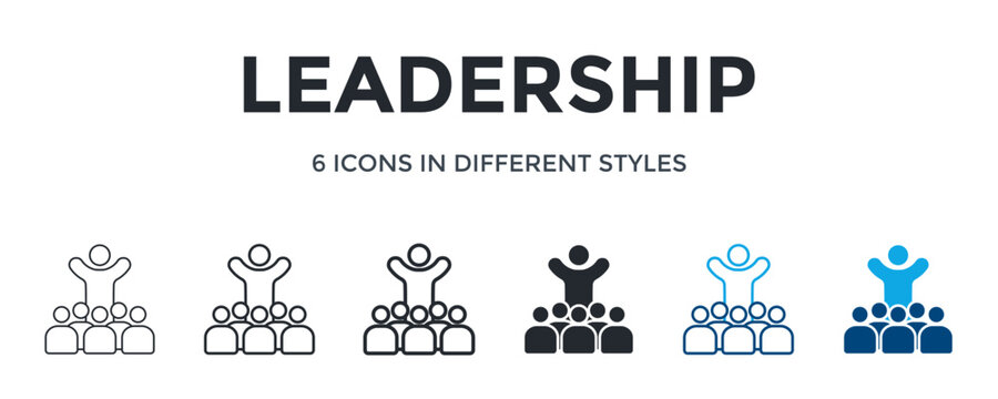 Leadership Icon In Different Style Vector Illustration. Designed In Thin Line, Regular Line, Bold Line, Glyph, Color Line, And Color Glyph Style Can Be Used For Web