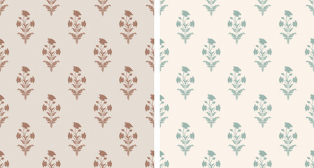 Mughal flower motif seamless pattern. Traditional flower pattern illustration. Flower pattern for fashion, fabric, textile, and wallpaper.