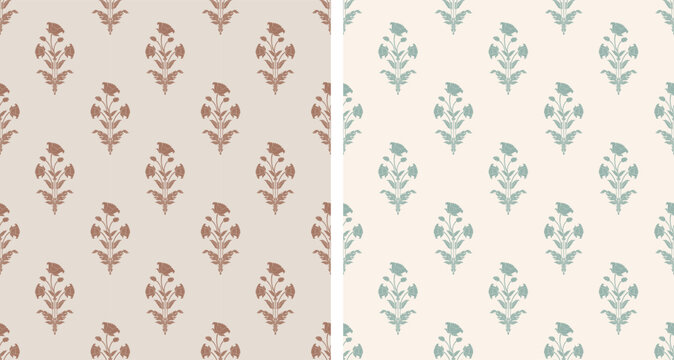 Mughal flower motif seamless pattern. Traditional flower pattern illustration. Flower pattern for fashion, fabric, textile, and wallpaper.