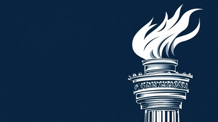 Illustration of a Happy 4th of July Banner design showing an interpretation of a liberty torch