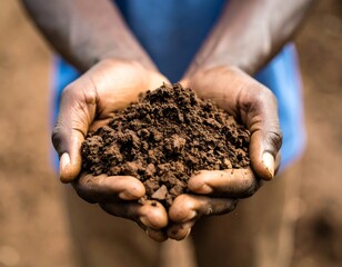 Nurturing earth, hands cradling rich soil for sustainable future practices