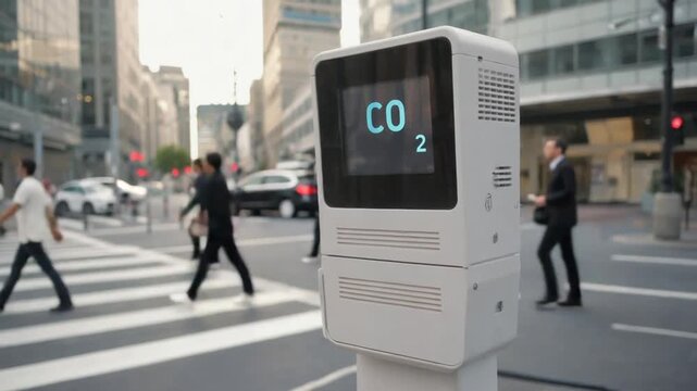CO2 detector and meter in a city.