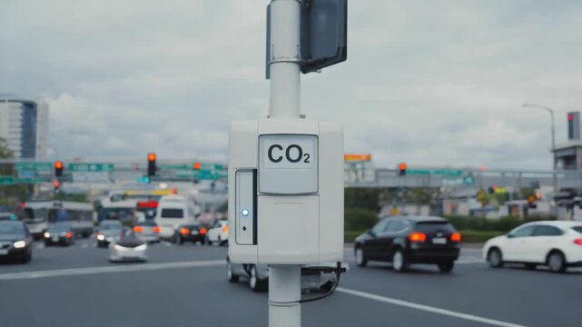 CO2 detector and meter in a city.
