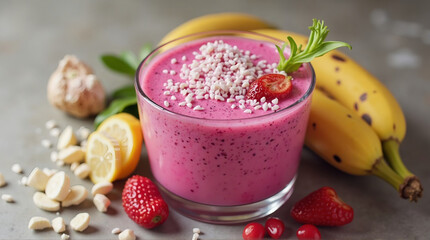 a smoothie made with dragon fruit and banana