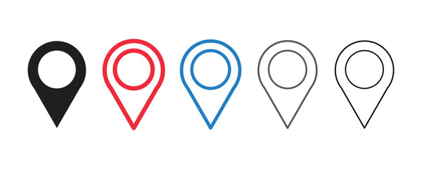 location pin icon in editable stroke, outline, and filled styles. for navigation, maps and geolocation designs in apps., Vector outline illustration. Geo location point. 