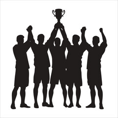 Soccer Football team holding trophy silhouette